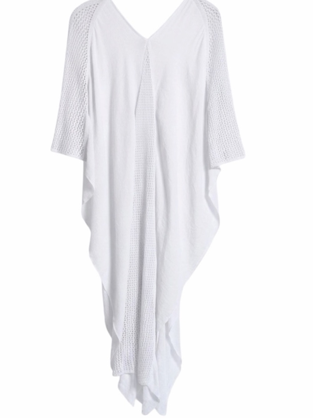 Elan Open-Stitch Detail Caftan Coverup ~ White